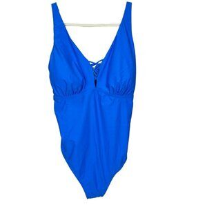 Island Rays Women's Ocean‎ Blue Criss Cross One Piece Swimsuit Bathing Size 3X